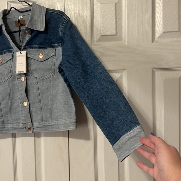 Judy Blue Color Block Button Down Long Sleeve Denim Jacket - Picture 7 of 15